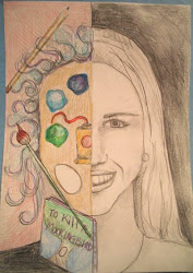 portrait self half face portraits split abstract lessons lesson project realistic drawing draw projects middle students children drawn personal class