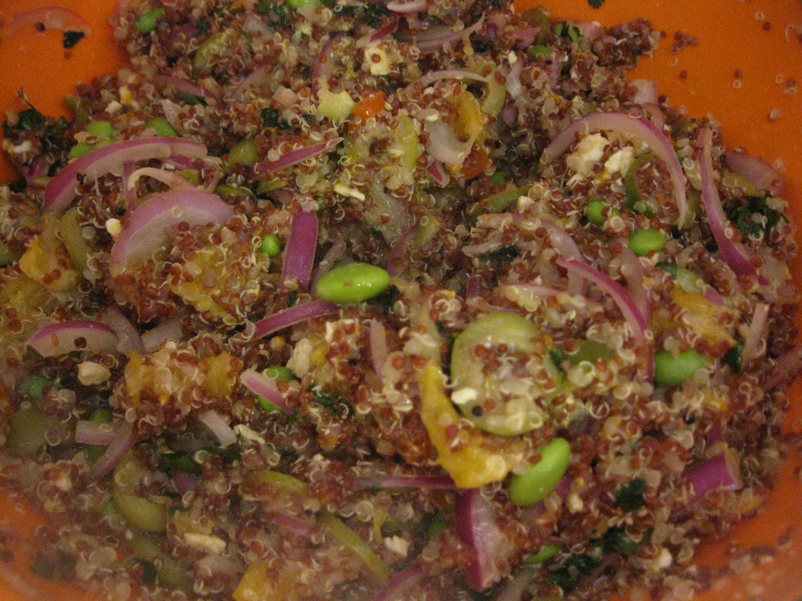 Deaf Cooking's Corner Quinoa Salad with Green Olives, Red Onions and