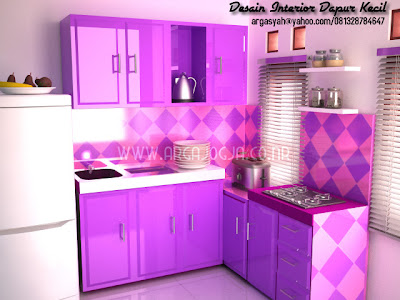 Desain Interior Dapur on Desain Interior Dapur Kecil Warna Ungu Menawan