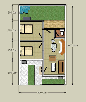 Ukuran Lantai on Desain Denah Rumah Diatas Lahan Yang Kecil  Luas Lahan 60m2