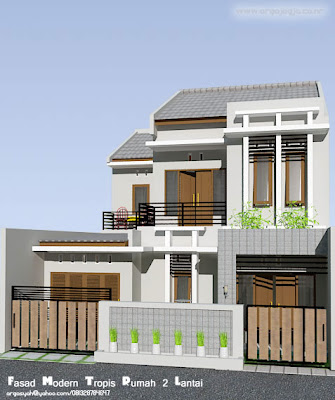 Desain Fasad Rumah 2 Lantai Modern Tropis Blognya Wong Sipil