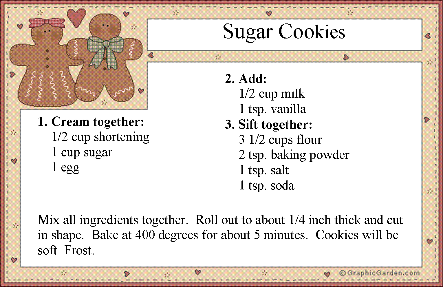 Printable Cookies Recipe