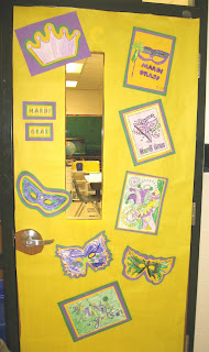 mardi gras door decoration classroom