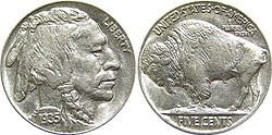 1935 Buffalo Nickel Indian Head Coin