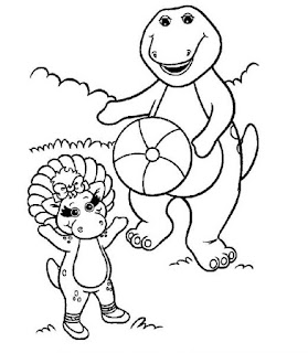 Coloring page of Barney and friend