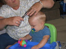 Grandma Bum giving Collin his first haircut
