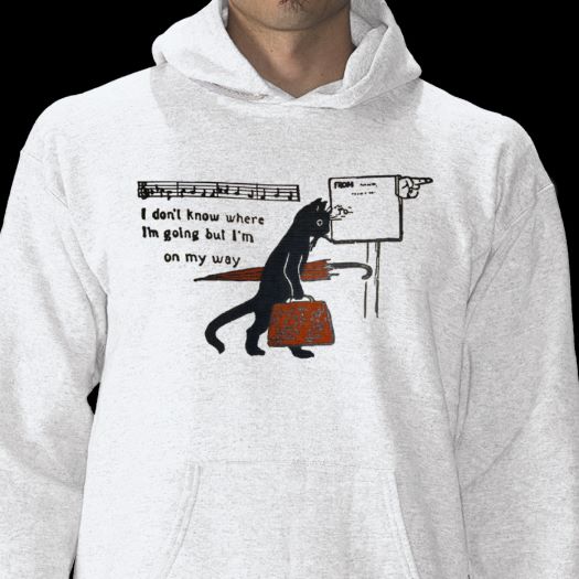 Imagina on Zazzle: Vintage Travelling Black Cat Hoodie Sweatshirt