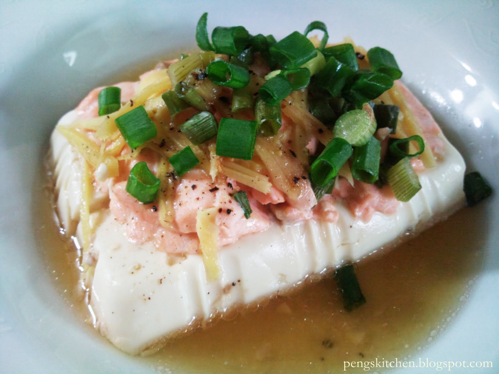 Peng's Kitchen Steamed Salmon on Tofu