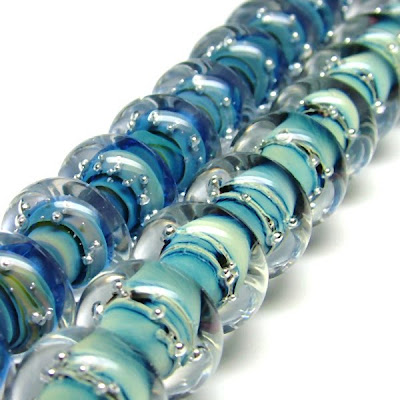 Lampwork Glass Beads With Fine Silver
