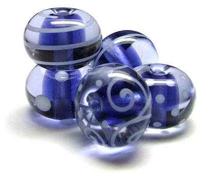 Blue Lampwork Glass Beads