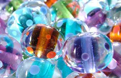 Spotty Lampwork Glass Beads
