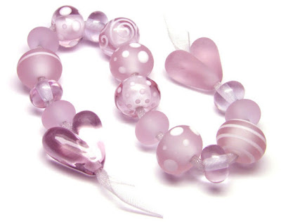 Pink Lampwork Glass Beads
