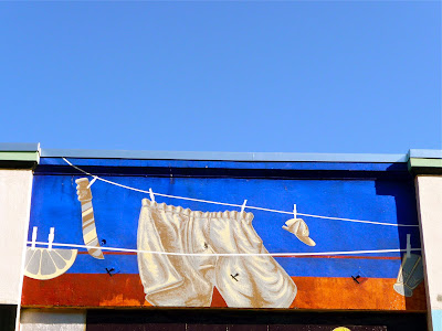 photo of street art in san francisco featuring underwear on a clothesline