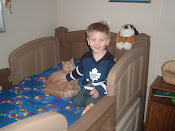 My Handsome Grandson, his Kitty and his Spiderman Quilt