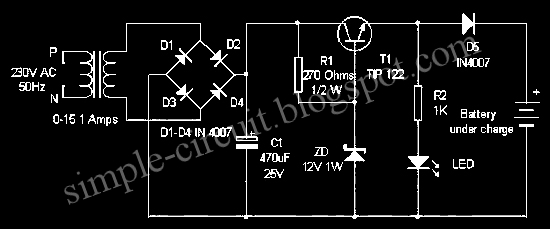 Simple Regulated Charger Circuit schematic with ...