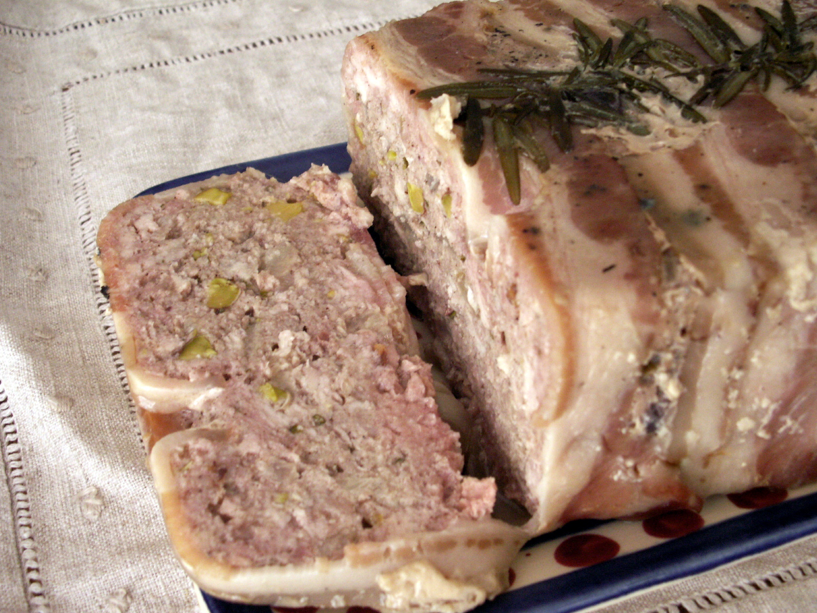 Walnuts & Quince Pork, Pistacchio and Pancetta Terrine