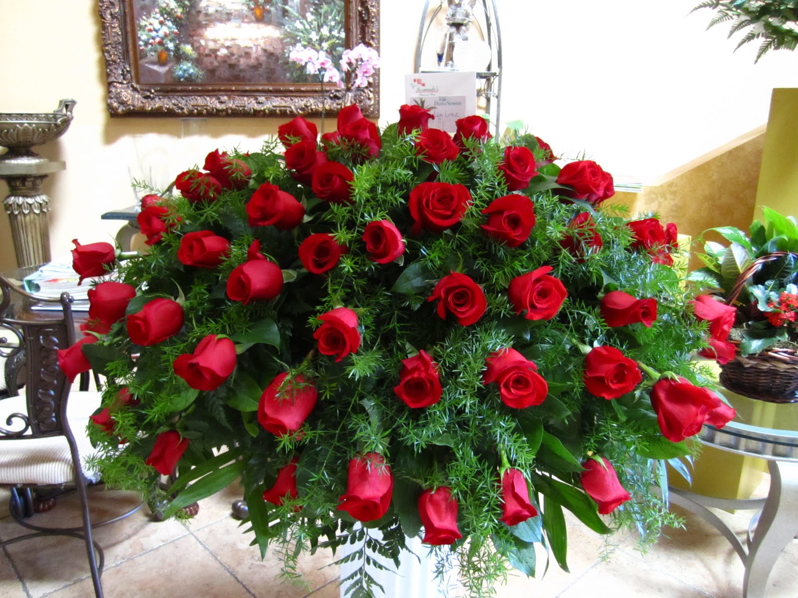 Bernardo's Flowers Oxnard BFSCP8 Red Rose Funeral Casket Piece