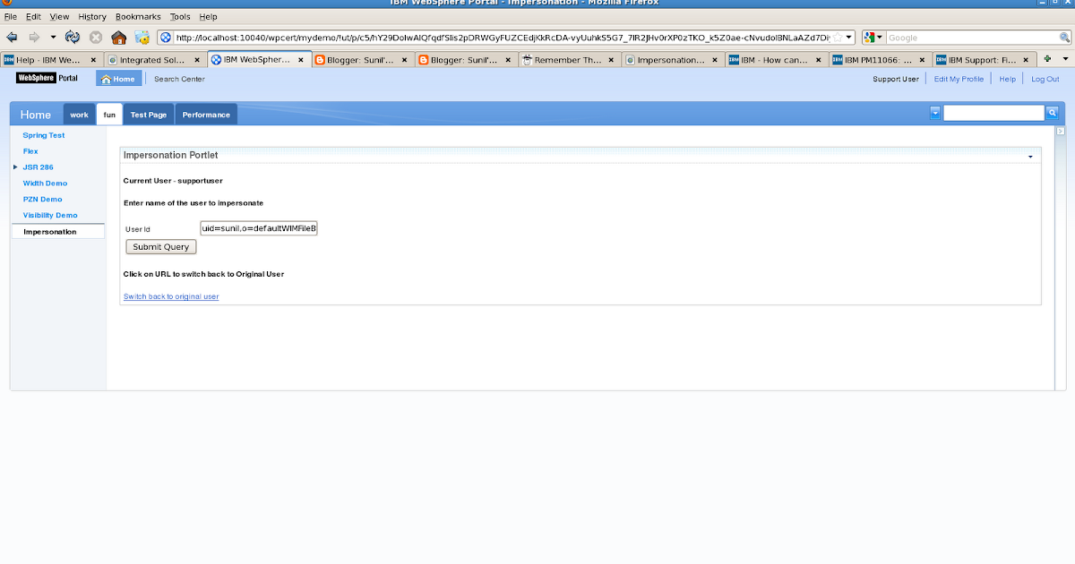 Sunil's Notes: Sample Impersonation portlet