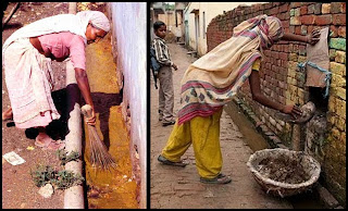 Protesta en India de limpiadores de sanitarios