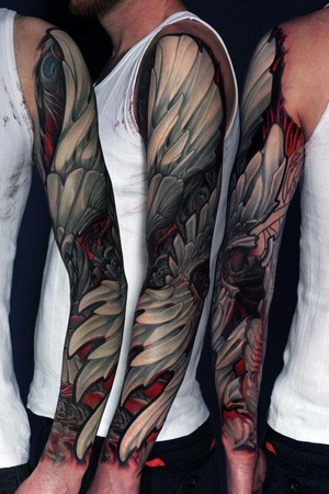 Labels arm sleeve tattoo