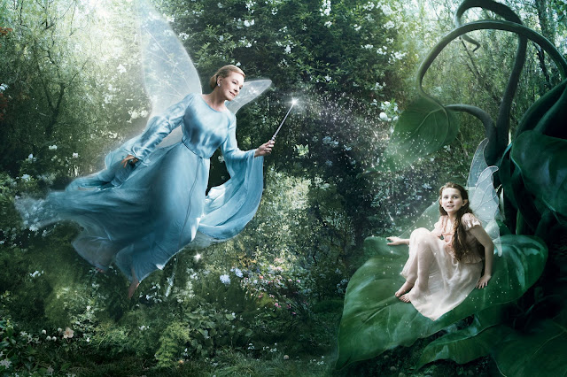 Julie Andrews as the Blue Fairy from "Pinocchio" with Abigail Breslin as Fira from "Disney Fairies"