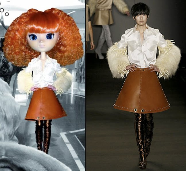 above: Blouse, skirt and boots by Giles Deacon