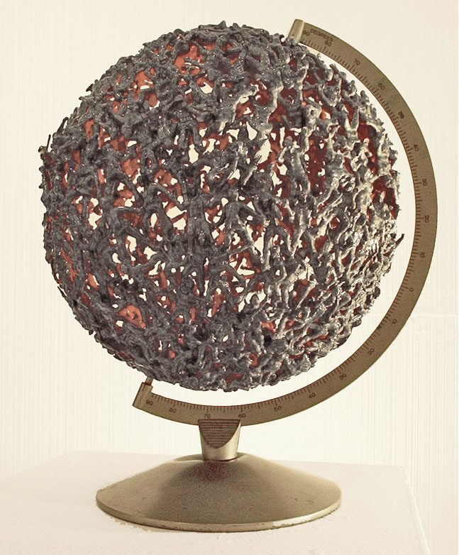 above: Globe made of melted toy soldiers by artist Valerie Leonard (photo courtesy of the artist)