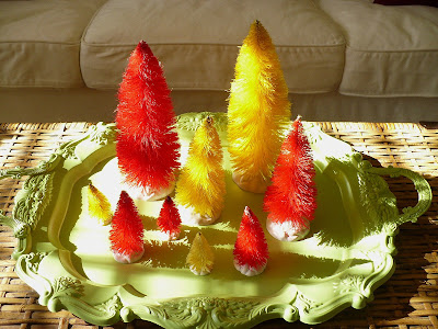 bottle brush trees dyed with Rit