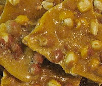 Closeup photo of peanut brittle.