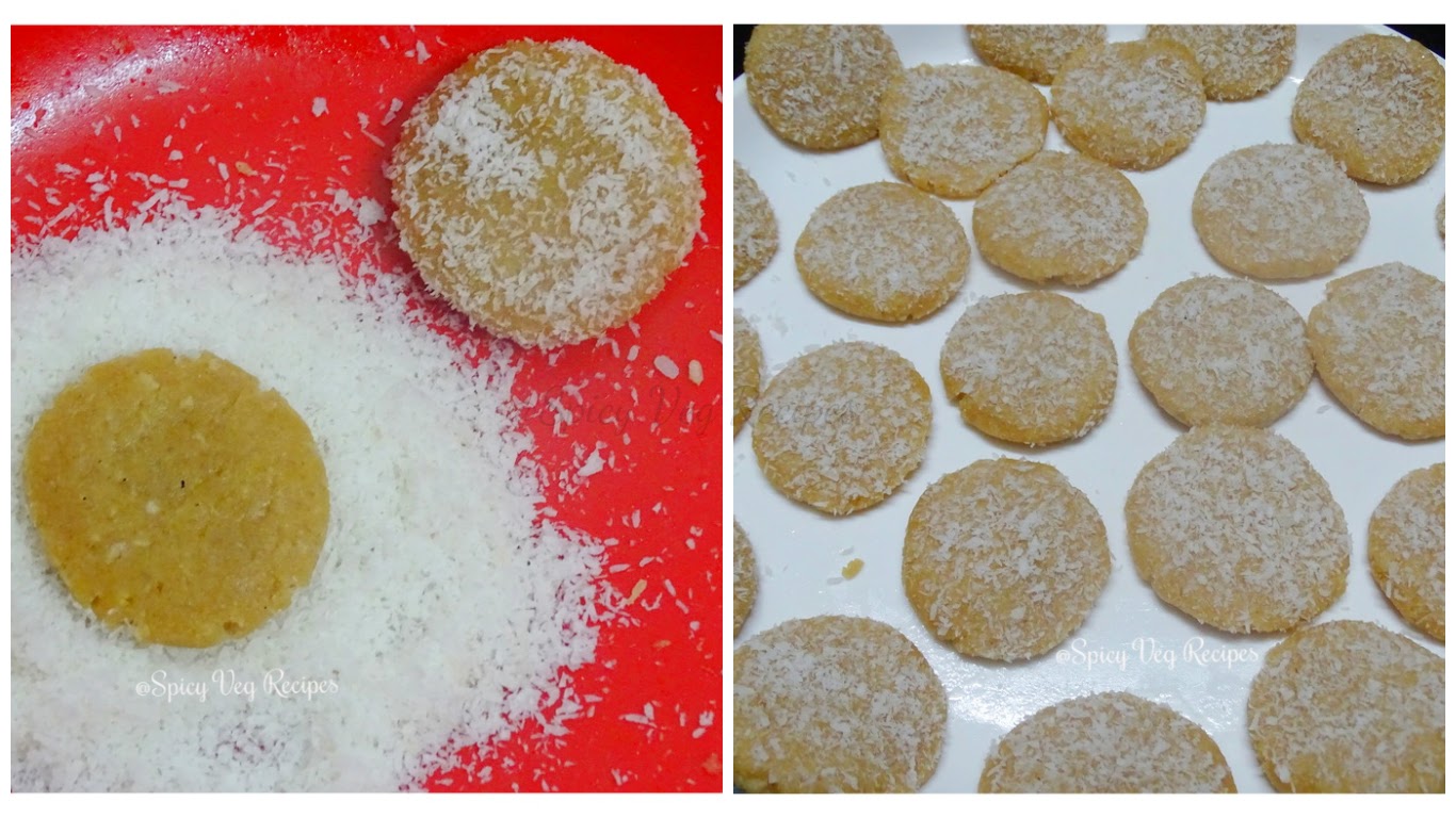 These coconut cookies are very tasty and aromatic. I believe that you will love the wheat flour and coconut cookies.Coconut, Egg-less Baking, Whole biscuits and cookies, Breakfast N Snacks, Egg-less Baking, Snacks, Sweet Snacks, veg recipes, coconut recipes, step by step,