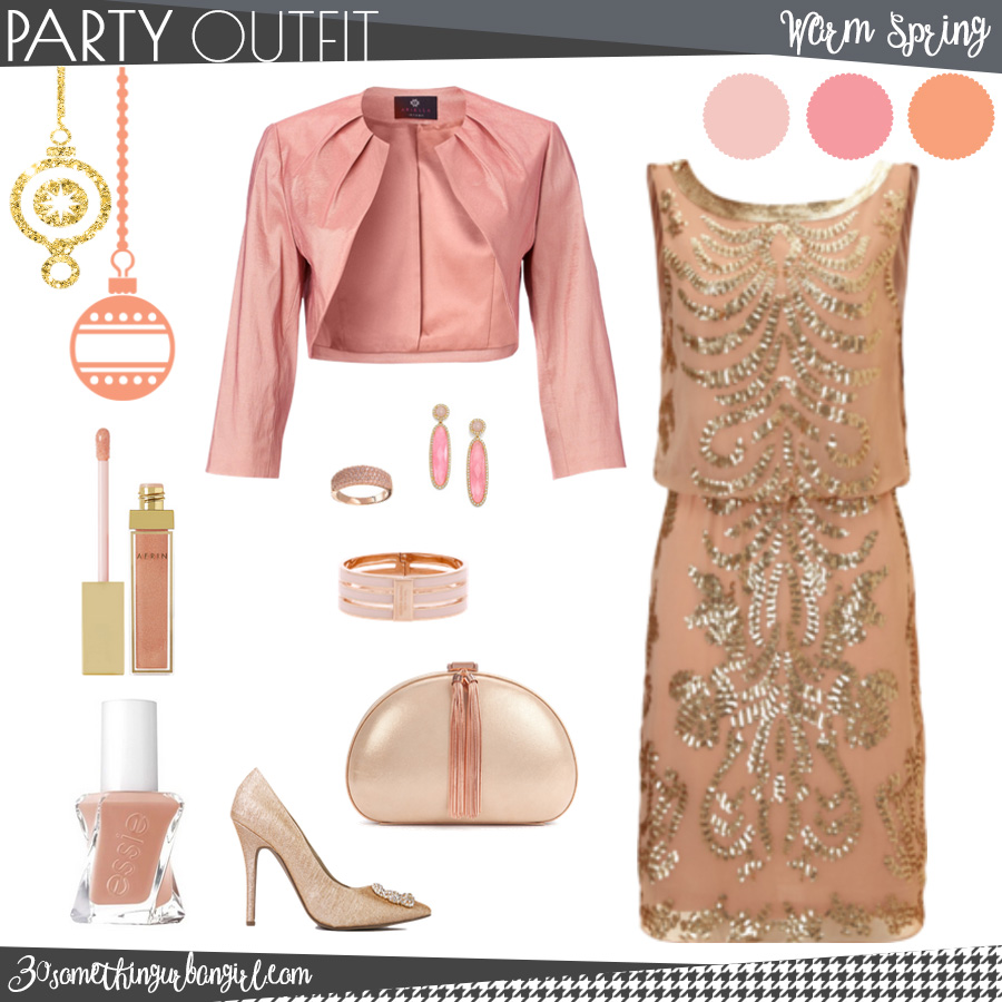 Pretty holiday party outfit for Warm Spring seasonal color women